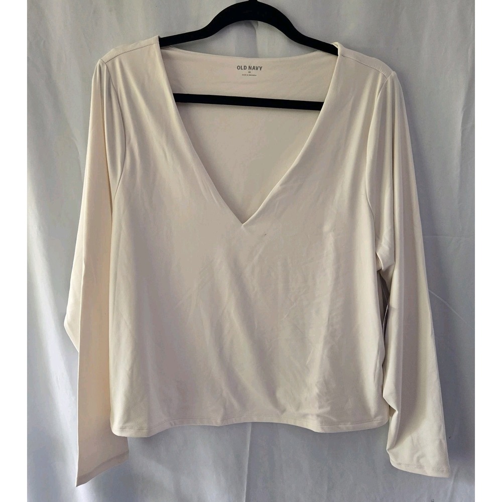Old‎ Navy Cropped Lined Long Sleeve Fitted Top Womens 2X Cream